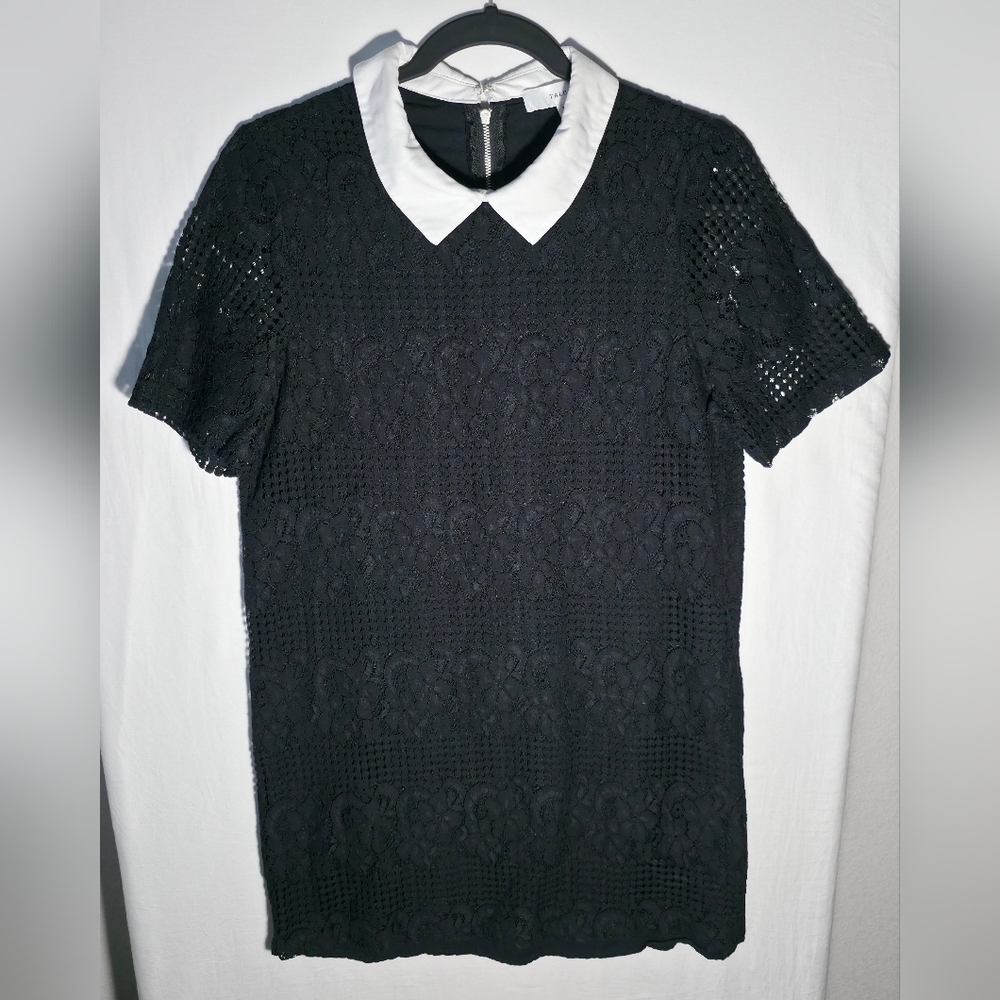 Talori Black Floral Lace Top Peter Pan Collar Coquette Whimsigoth Size M